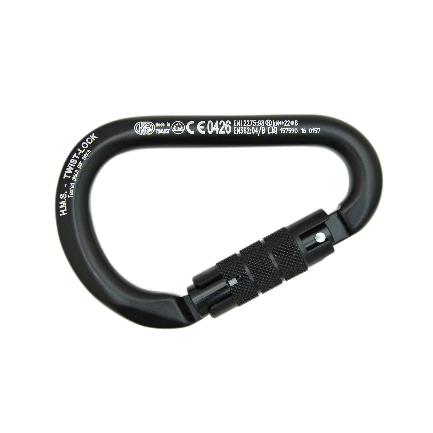 HMS Classic Twist Lock Carabiner Secure &amp; Easy to Use
Key Features: 


Aluminum Construction:  Crafted from lightweight yet strong aluminum with a reliable 2-action twist lock sleeve.


Wide Pea